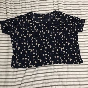 Navy polka dot top